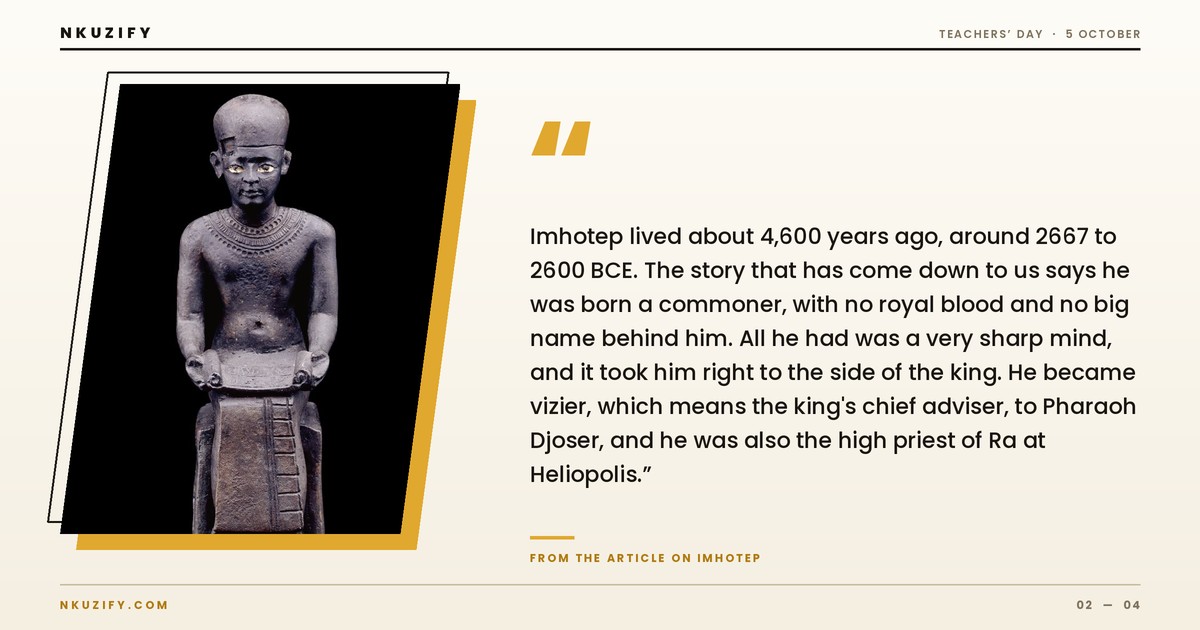 Imhotep, ancient Egyptian physician and architect, global patron of teaching (photo 2)