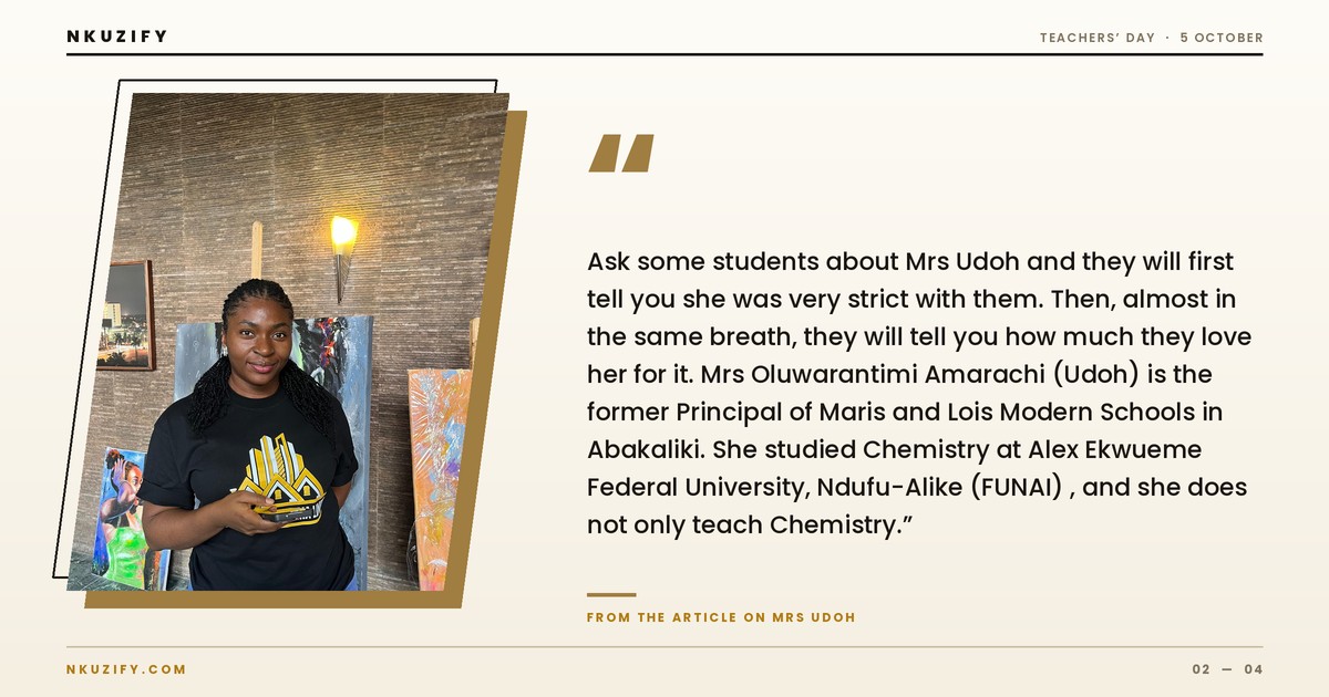Mrs Oluwarantimi Amarachi (Udoh), former principal of Maris and Lois Modern Schools (photo 2)