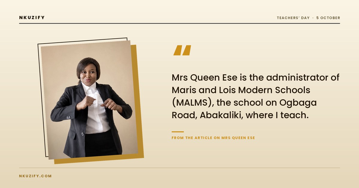 Mrs Queen Ese: 25 Years in the Classroom and Still Teaching (photo)