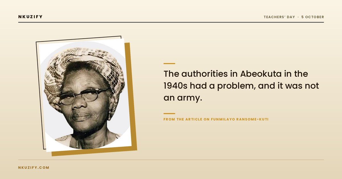 Funmilayo Ransome-Kuti, teacher and women's rights campaigner