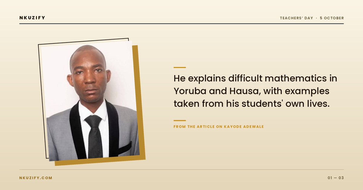 Kayode Adewale, mathematics teacher and Global Teacher Prize finalist