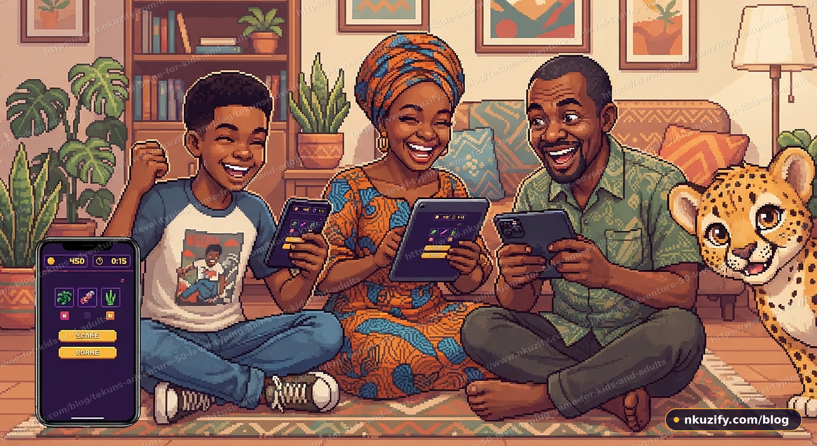 A family competes to reach Level 50 in ‘Tẹ́kùn’s Adventure.