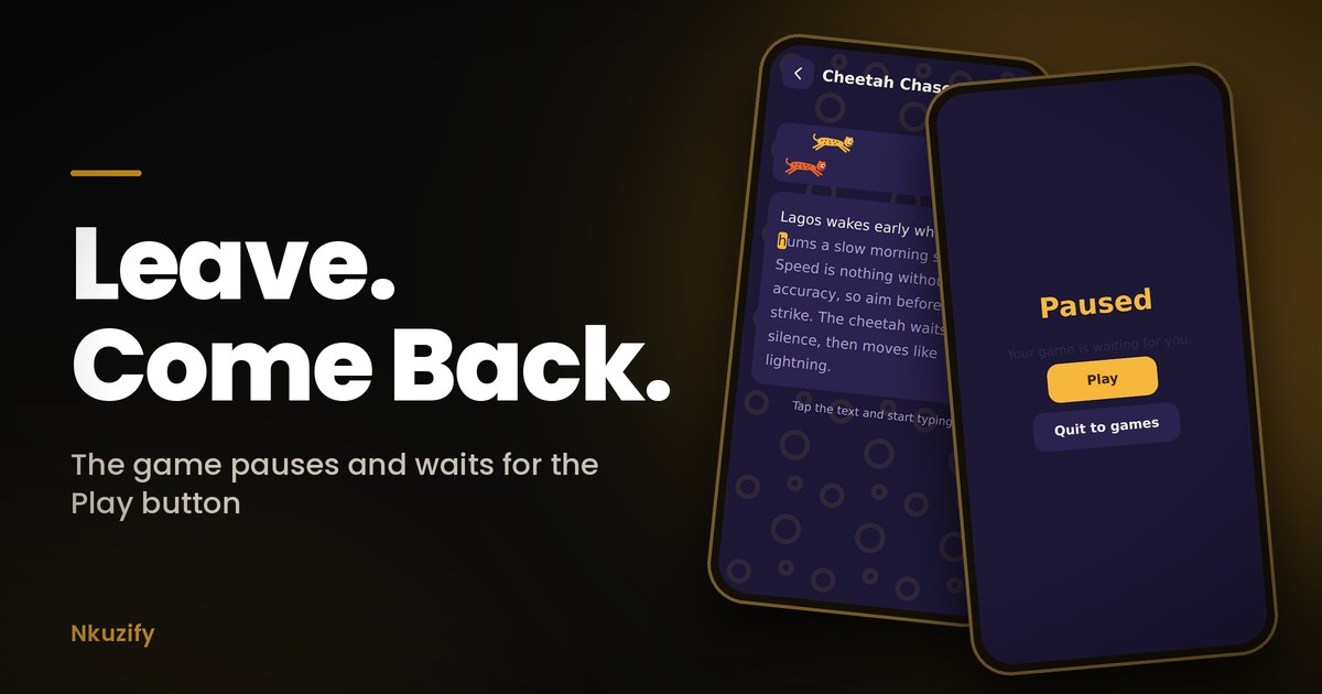 The Paused screen with its big Play button.